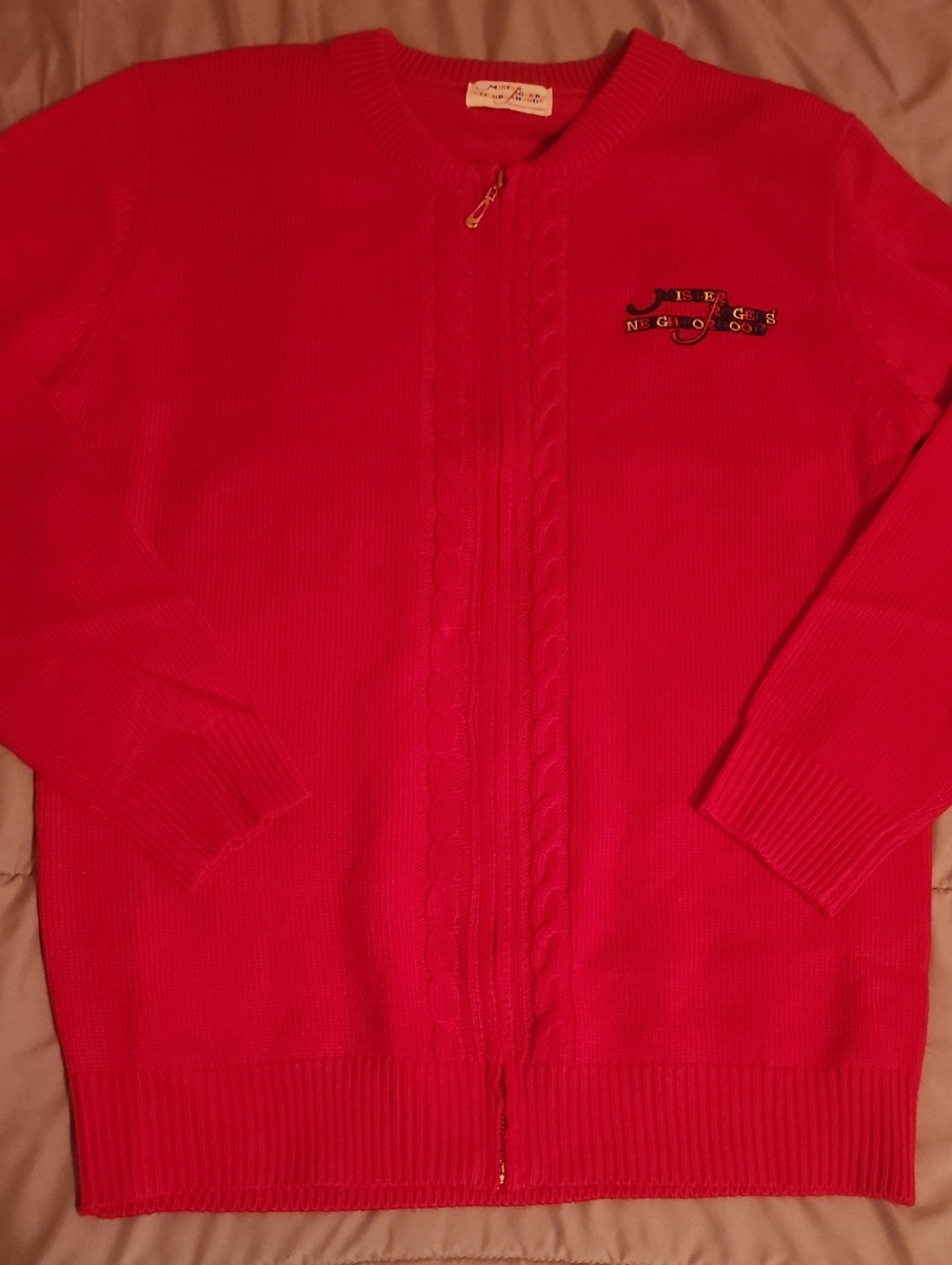 Mister Roger's Neighborhood Red Cardigan Sweater Size Medium